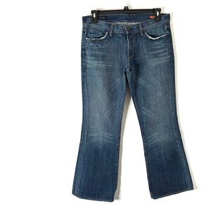 Citizens of Humanity Low Waist Flare Jeans Distressed Blue